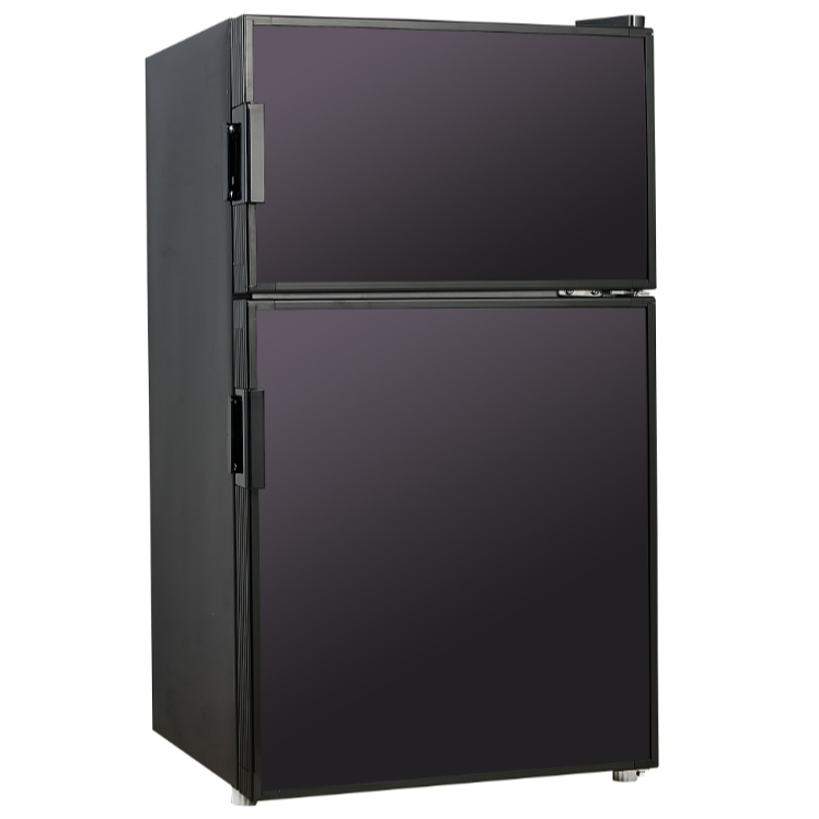 DC 12V/24V 3.2 Cube feet (90L) RV Refrigerator with door lock,Black, Right Hand Hinge