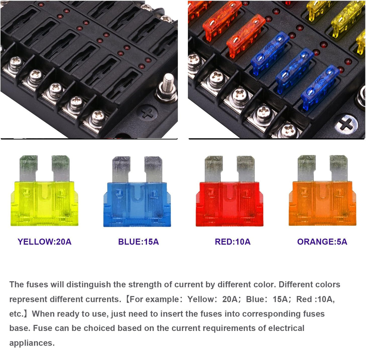 BlueFire Upgraded 12 Way Blade Fuse Box Fuse Holder Standard Circuit F